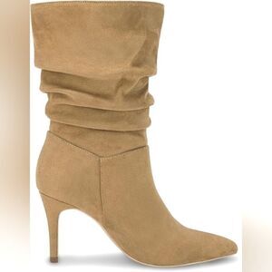 (20-3477) Coutgo Women's Mid Calf Slouchy Boots Suede High Heel Sz 6